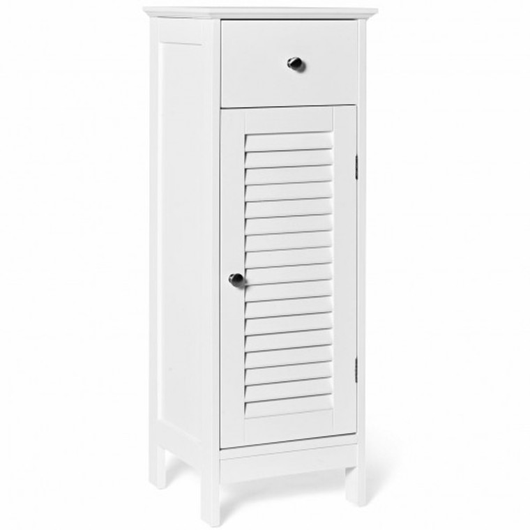 Woodern Bathroom Floor Storage Cabinet With Drawer And Shutter Door HW66000