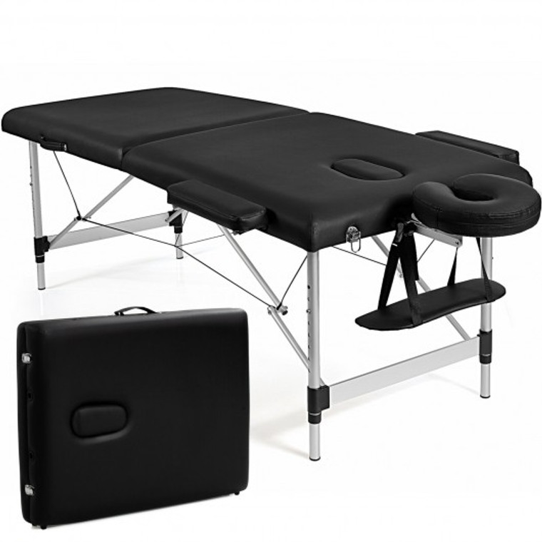 84'' L Portable Adjustable Massage Bed With Carry Case For Facial Salon Spa -Black HB87019BK
