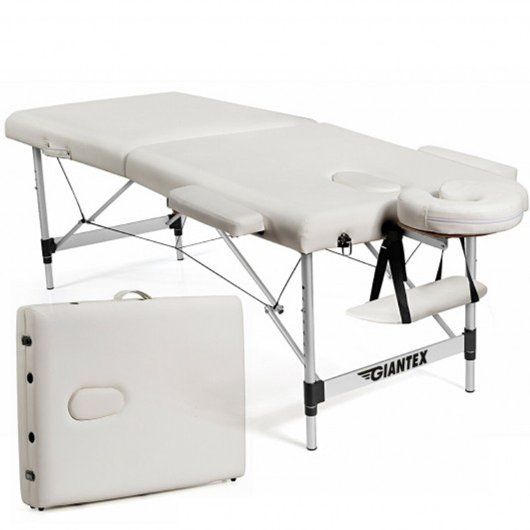 84'' L Portable Adjustable Massage Bed With Carry Case For Facial Salon Spa -White HB87019WH