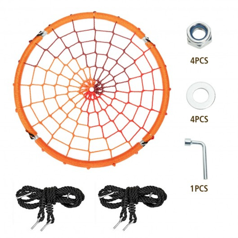 40'' Spider Web Tree Swing Kids Outdoor Play Set With Adjustable Ropes-Orange OP70552OR
