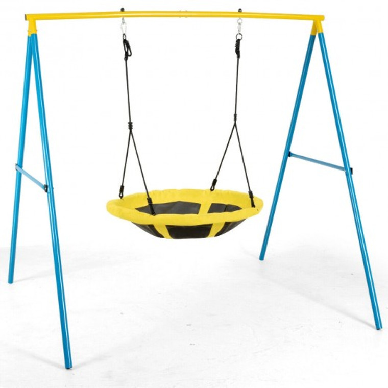 Swing Set With 40" Saucer Tree Swing & Heavy Duty A-Frame Metal Swing Stand Combo OP70463
