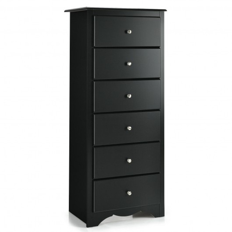 6 Drawers Chest Dresser Clothes Storage Bedroom Furniture Cabinet-Black HW62038BK