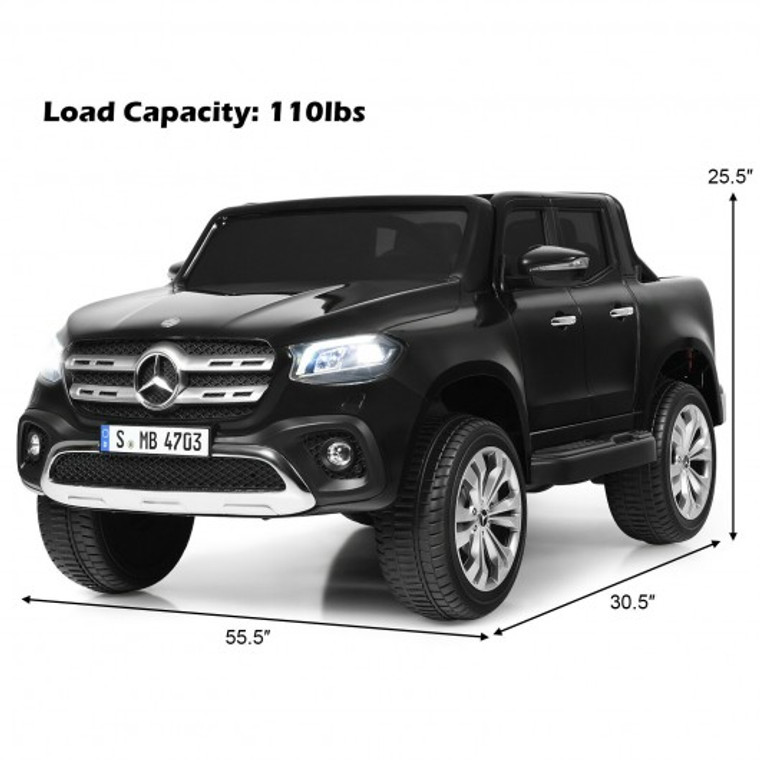 12V 2-Seater Kids Ride On Car Licensed Mercedes Benz X Class Rc With Trunk-Black TY327975BK