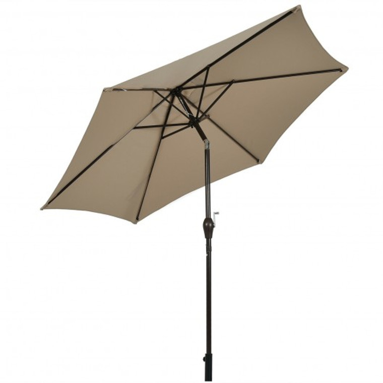 10 Ft Outdoor Market Patio Table Umbrella Push Button Tilt Crank Lift-Tan OP70704CF