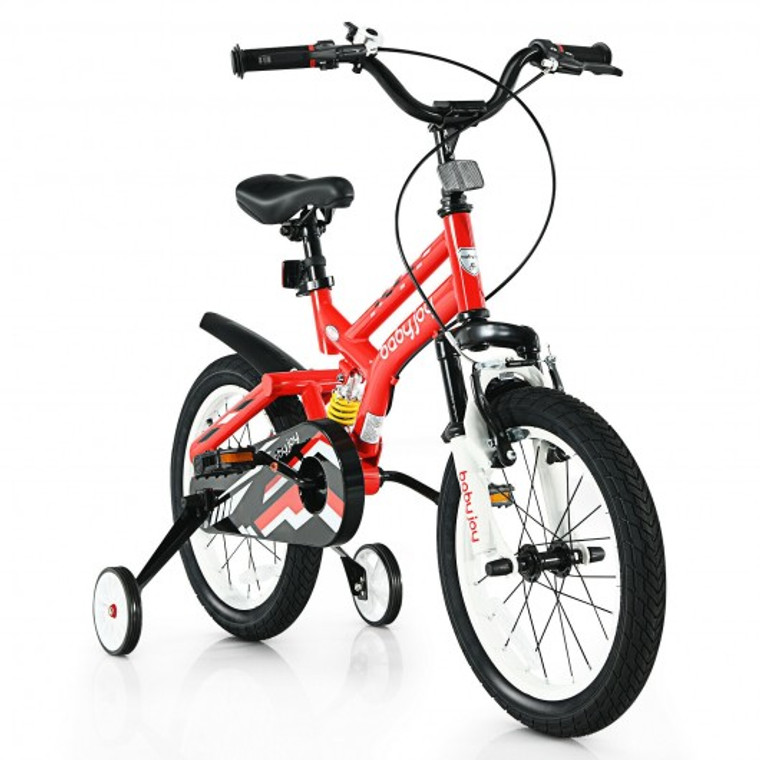 16" Kids Bike Toddlers Adjustable Freestyle Bicycle With Training Wheels-Red TY327931RE