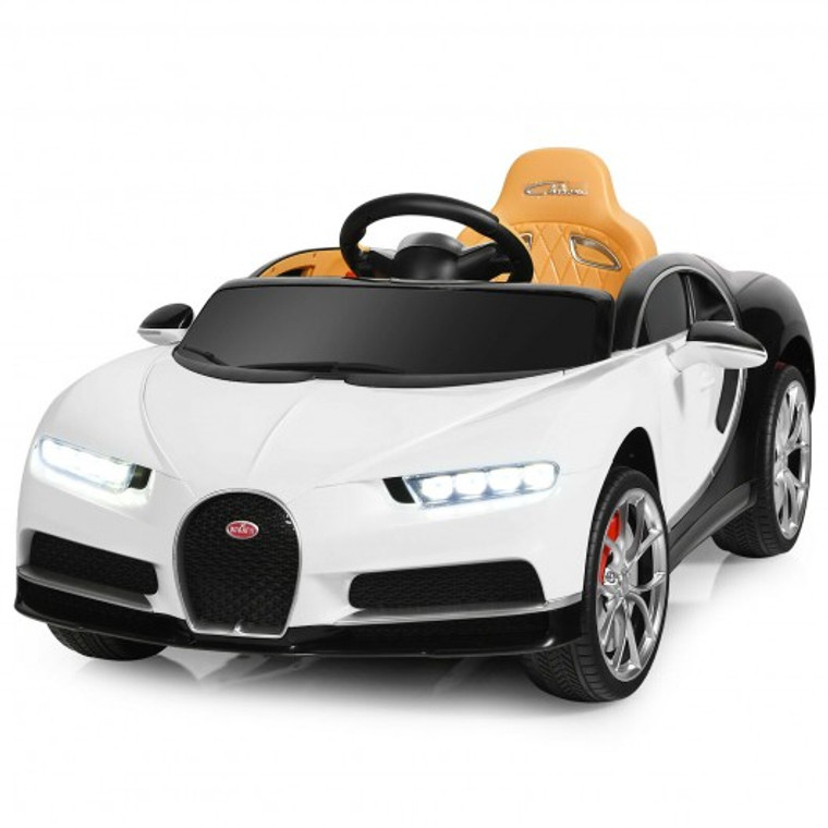 12V Licensed Bugatti Chiron Kids Ride On Car With Storage Box And Mp3-White TY327941WH