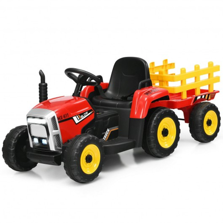 12V Kids Ride On Tractor With Trailer Ground Loader-Red TY327774US-RE