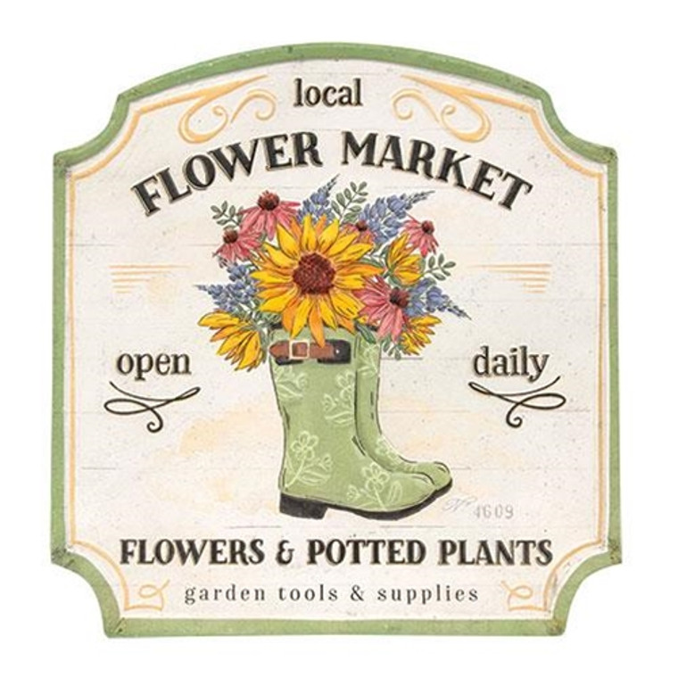 Local Flower Market Open Daily Metal Sign G60358 By CWI Gifts