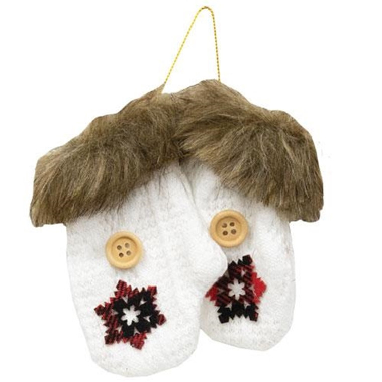 *2/Set Ivory Knit Faux Fur Ornaments G91007 By CWI Gifts