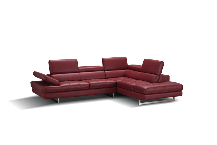 J&M A761 Italian Leather Sectional Red In Right Hand Facing 178554-RHFC