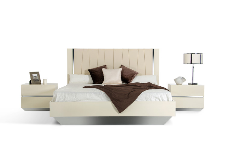 VIG Furniture VGACLUXOR-BED-BGE Modrest Luxor Italian Modern Beige Eastern King Bed