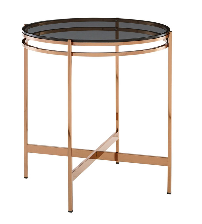 VIG Furniture VGEWCT1011-1AA-ET Modrest Bradford - Modern Smoked Glass & Rosegold Small End Table