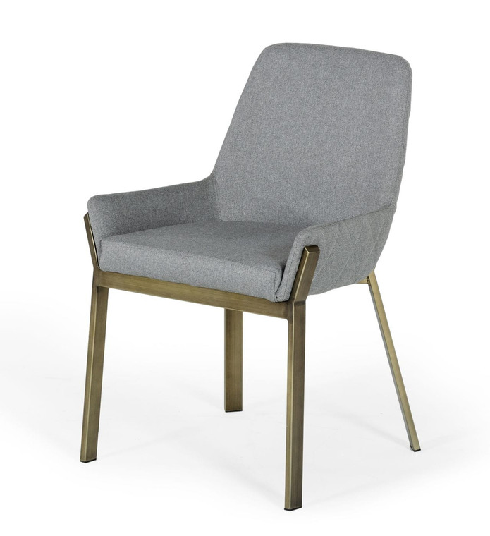 VIG Furniture VGGAGA-6736CH-GRY-DC Modrest Ganon - Modern Grey & Antique Brass Dining Chair