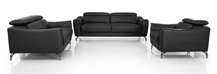 VIG Furniture VGBNS-1803-BLKSET Divani Casa Danis - Modern Black Leather Sofa Set