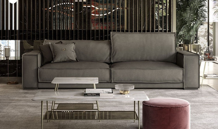 VIG Furniture VGCCBAXTER/STATUS-GRY-S Coronelli Collezioni Sevilla - Italian Contemporary Grey Leather Sofa
