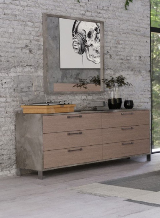 VIG Furniture VGANBOSTON-DRS Nova Domus Boston - Modern Brown Oak & Brushed Stainless Steel Dresser