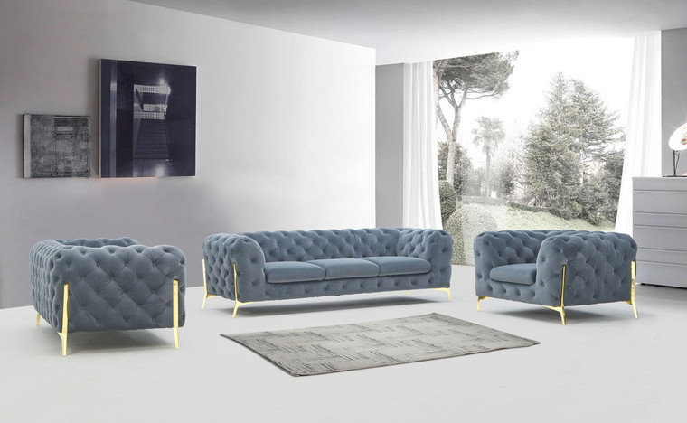 VIG Furniture VGCA1346-DKGRY-A-SET Divani Casa Sheila - Modern Dark Grey Fabric Sofa Set