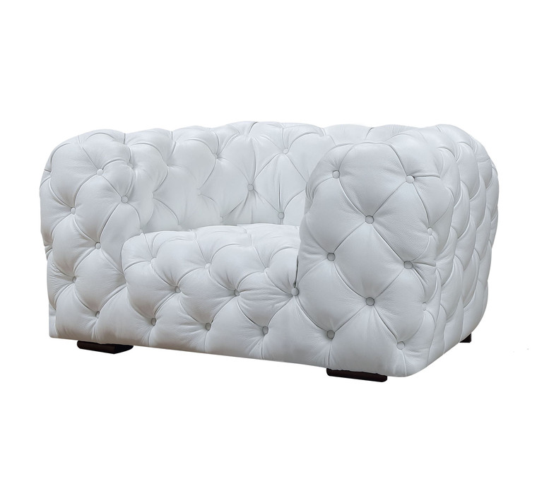 VIG Furniture VGCA114-WHT-CH Divani Casa Dexter - Transitional White Full Italian Leather Lounge Chair