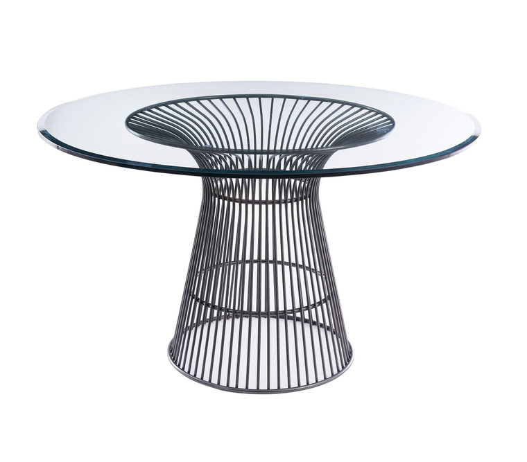 VIG Furniture VGZAT007-1-BLK-DT Modrest Chandler - Modern Round Glass & Black Stainless Steel Dining Table