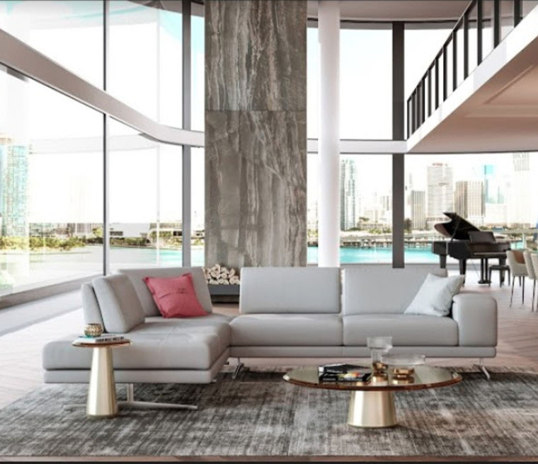 VIG Furniture VGCCMOOD-SPAZIO-GREY-LAF Coronelli Collezioni Mood - Contemporary Grey Laf Chaise Sectional Sofa