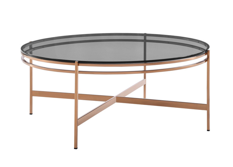 VIG Furniture VGEWCT1011-3AA-CT Modrest Bradford - Modern Smoked Glass & Rosegold Coffee Table