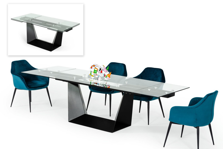 VIG Furniture VGNSGD8684-BLK-DT Modrest Bronwin - Modern Black Ceramic Extendable Dining Table