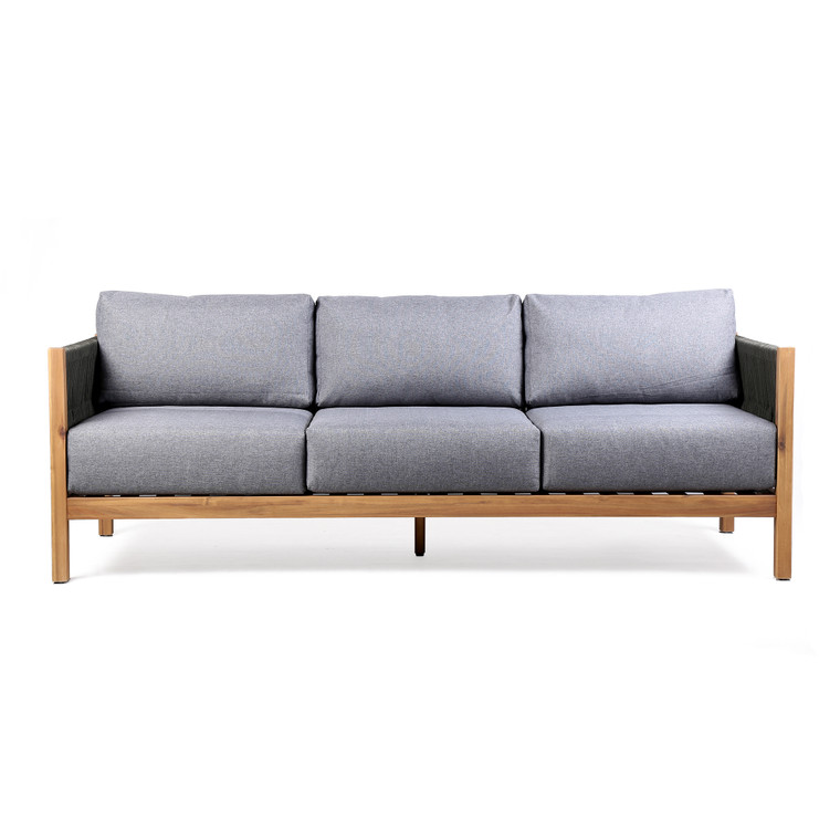 Sienna Outdoor Eucalyptus Sofa In Teak Finish With Grey Cushions LCSISOWDTK By Armen