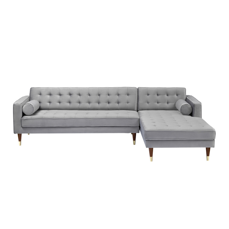 Somerset Grey Velvet Mid Century Modern Right Sectional Sofa LCSMSEGRY By Armen