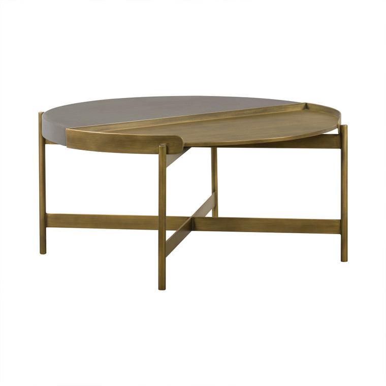 Dua Grey Concrete Coffee Table With Antique Brass LCDUCOCC By Armen