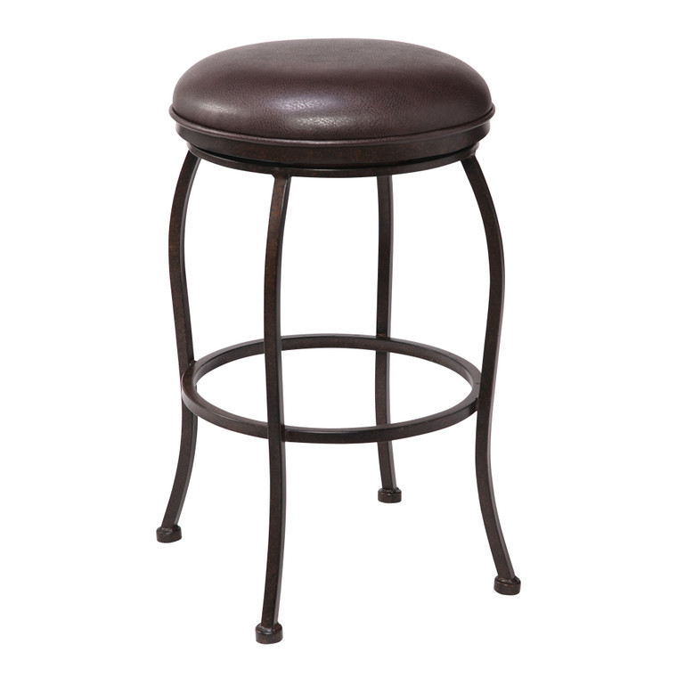 Amy Contemporary 26" Counter Height Barstool In Auburn Bay Finish And Brown Faux Leather LCAYBAABBR26 By Armen