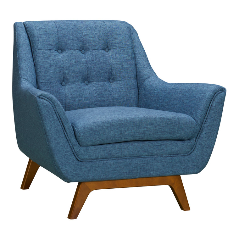 Janson Mid-Century Sofa Chair In Champagne Wood Finish And Blue Fabric LCJO1BLUE By Armen