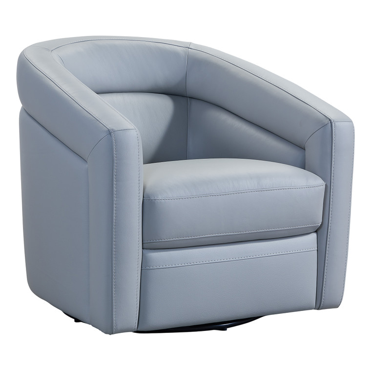 Desi Contemporary Swivel Accent Chair In Dove Grey Genuine Leather LCDSCHDV By Armen