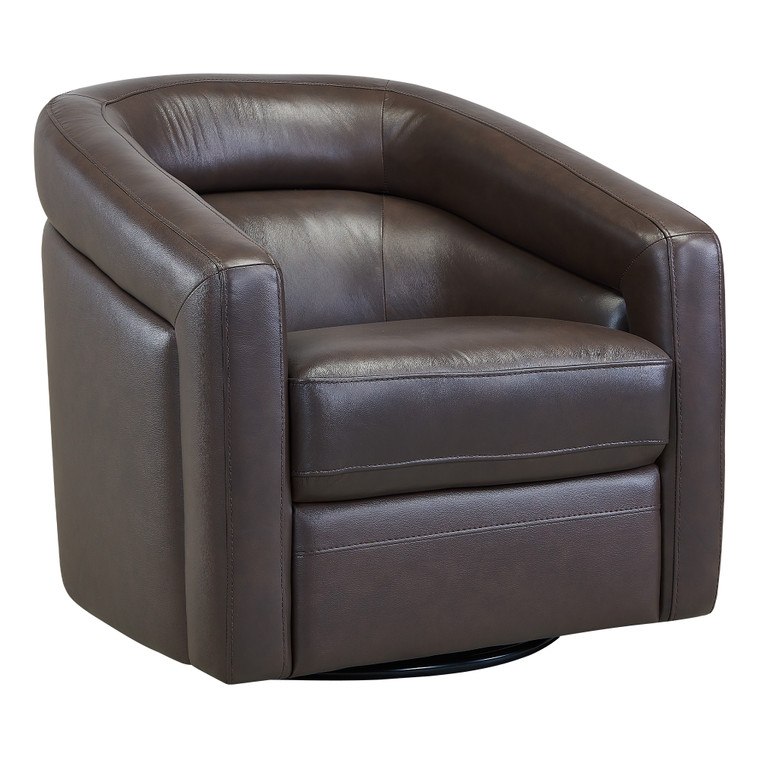 Desi Contemporary Swivel Accent Chair In Espresso Genuine Leather LCDSCHES By Armen