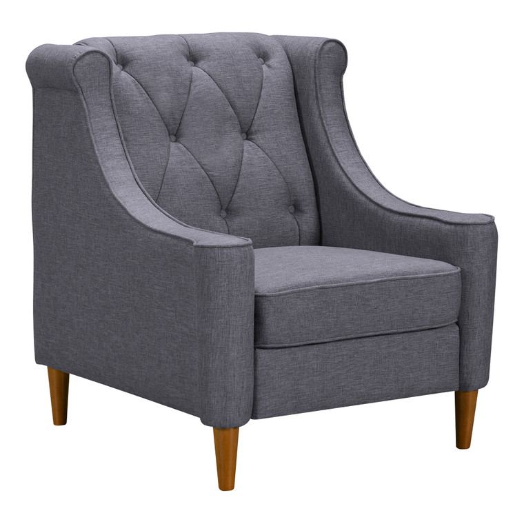 Luxe Mid-Century Sofa Chair In Champagne Wood Finish And Dark Grey Fabric LCLX1GR By Armen