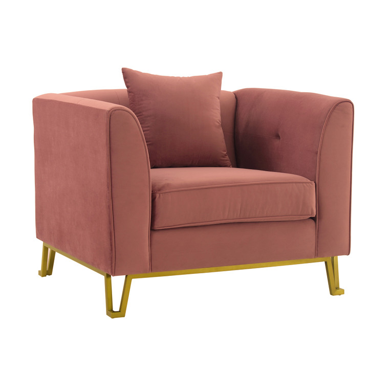 Everest Blush Fabric Upholstered Sofa Accent Chair With Brushed Gold Legs LCEV1BLUSH By Armen