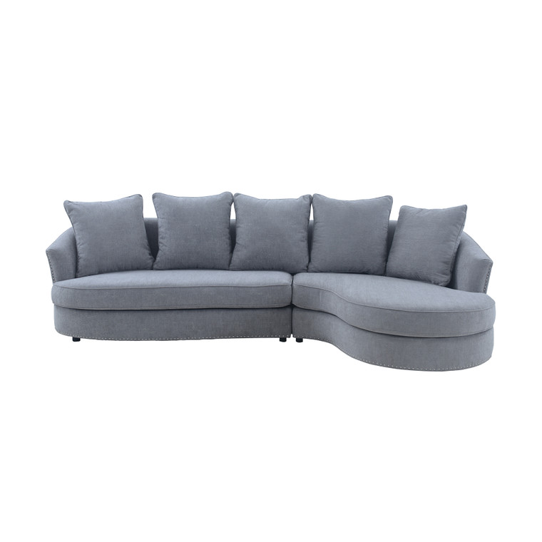 Queenly Gray Fabric Uphostered Corner Sofa LCQNCOGR By Armen