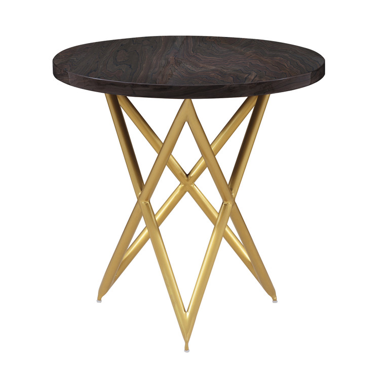 Atala Brown Veneer End Table With Brushed Gold Legs LCATLABRGLD By Armen