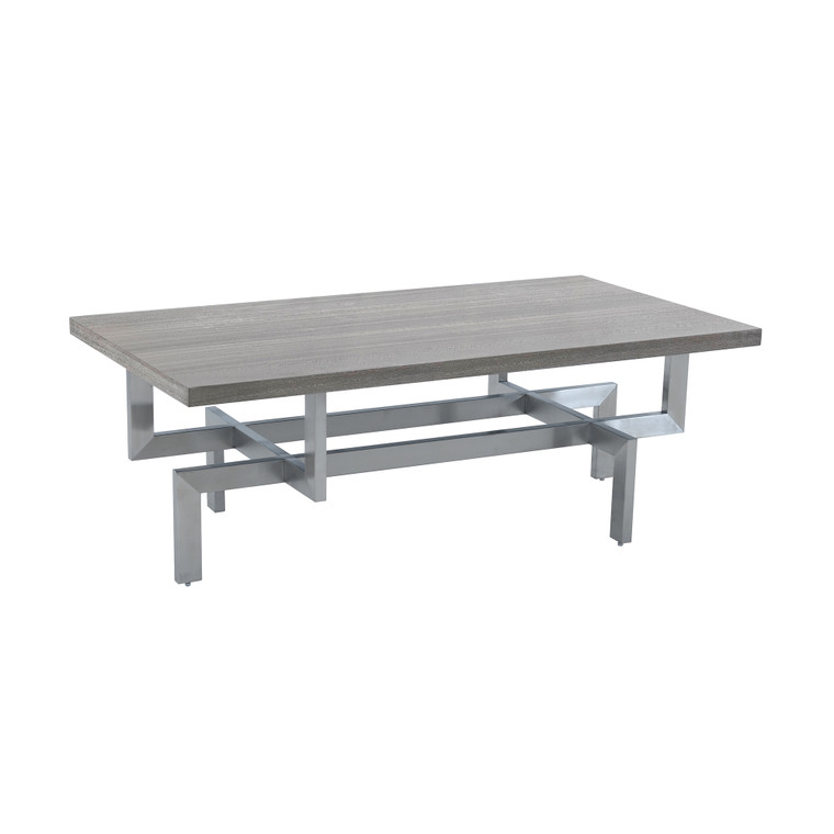 Illusion Gray Wood Coffee Table With Brushed Stainless Steel Base LCILCOBSGR By Armen