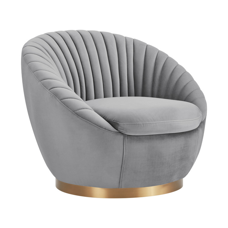 Mitzey Gray Velvet Swivel Accent Chair With Gold Base LCMTCHGREY By Armen