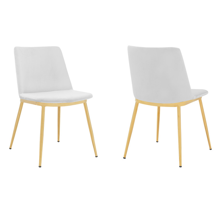 Messina Modern White Velvet And Gold Metal Leg Dining Room Chairs - Set Of 2 LCMSSIGLWHT By Armen