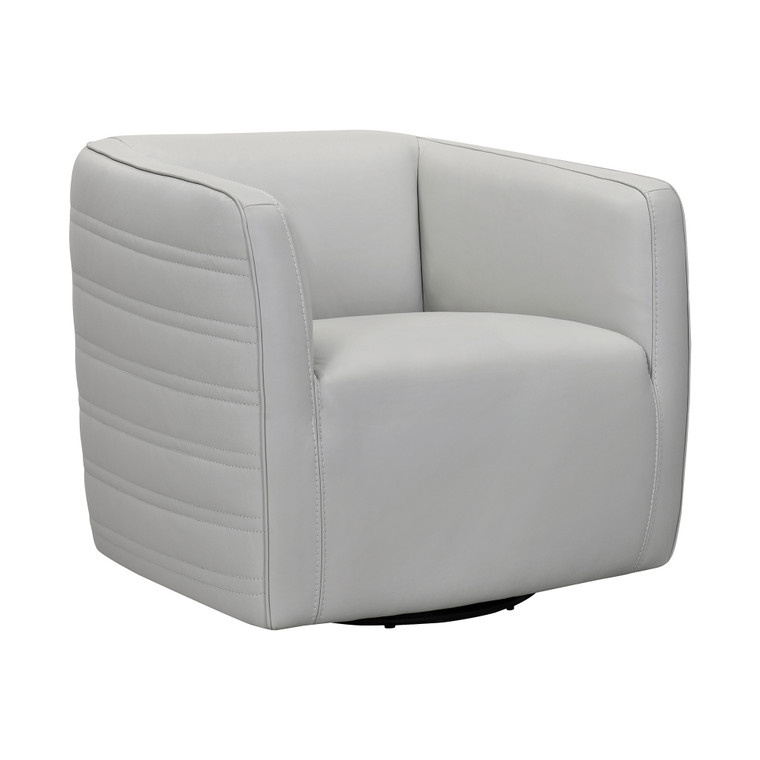 Melanie Swivel Dove Grey Genuine Leather Barrel Chair LCMECHDV By Armen