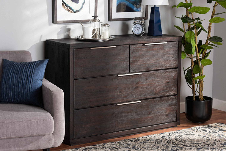 Baxton Studio Titus Modern And Contemporary Dark Brown Finished Wood 4-Drawer Dresser Titus-Mocha-4DW-Dresser