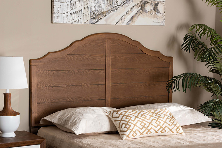 Baxton Studio Clive Vintage Traditional Farmhouse Ash Walnut Finished Wood Queen Size Headboard MG9742-Ash Walnut-HB-Queen