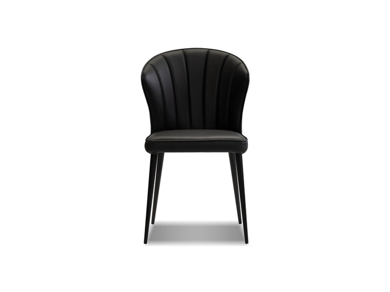 Mobital Dining Chair Ariel Black Leather/Black Powder Coated