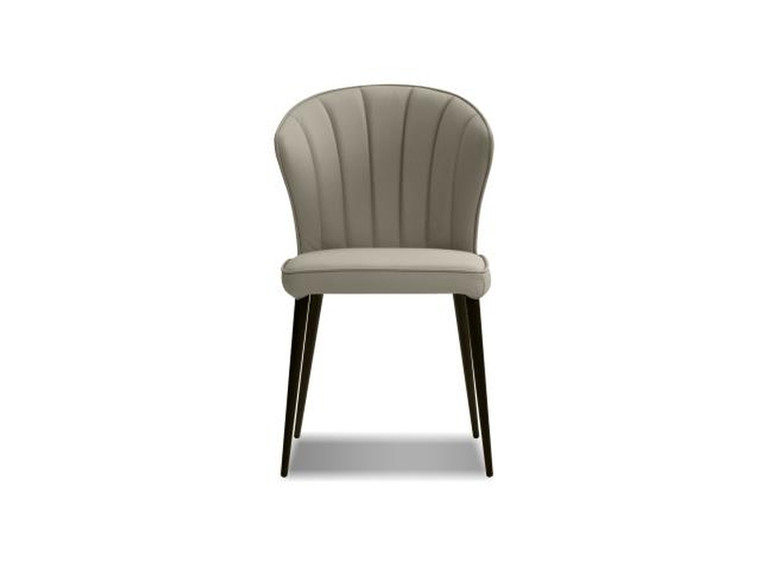 Mobital Dining Chair Ariel Pewter Leather /Black Powder Coated Legs