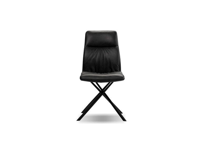 Mobital Dining Chair Chavez Midnight Grey Leatherette/Black Powder Coated