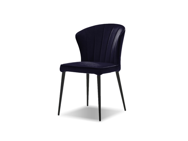 Mobital Dining Chair Ariel Navy Velvet Fabric/Black Powder Coated Legs