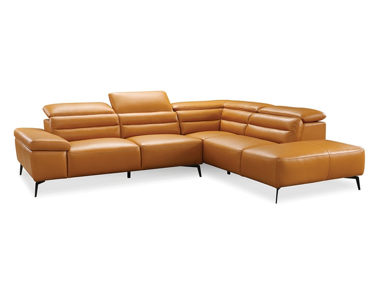 Mobital Sectional RSF Chaise Camello Camel Leather/Black Powder Coated Legs