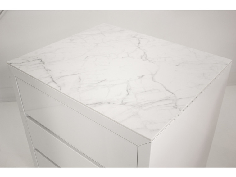 Mobital Ceramic Top Blanche White Carrera, 3-Drawers Night Table, 24X20