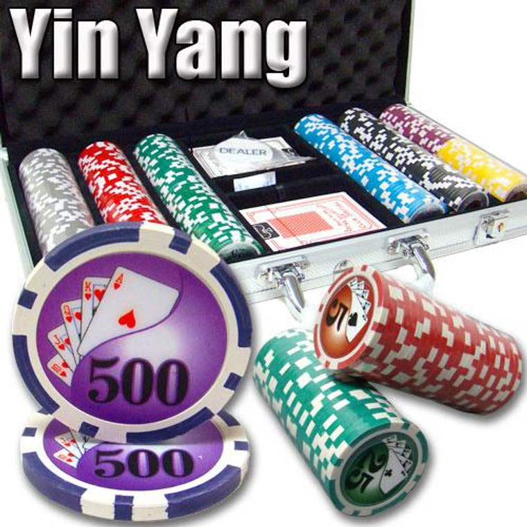 300 Ct Yin Yang 13.5 Gram Clay Poker Chip Set W/ Aluminum Case CSYY-300AL By Brybelly